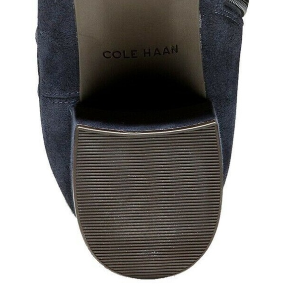 Cole Haan Leah Blue Suede Side Lace Up Suede Bootie Block Heel Fashion Boots 7 - Picture 7 of 9